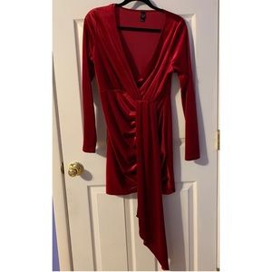 Windsor Red Velvet Long Sleeve Dress
